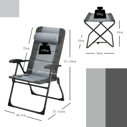 4PCS Patio Dining Chairs & Ottoman With 7-Position Adjustable Backrest