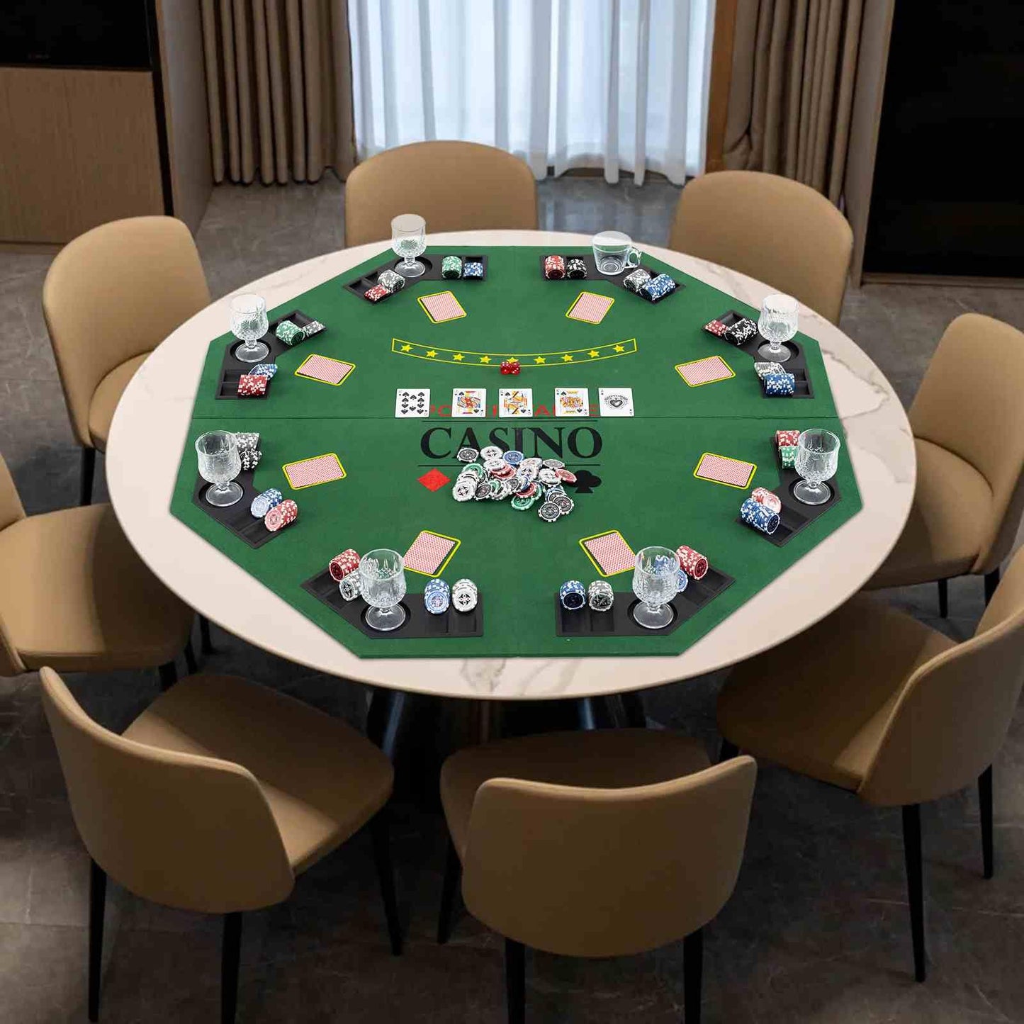 1.2M Poker Table Top 8 Player Foldable Texas Holdem Poker Table Topper w/Carrying Bag