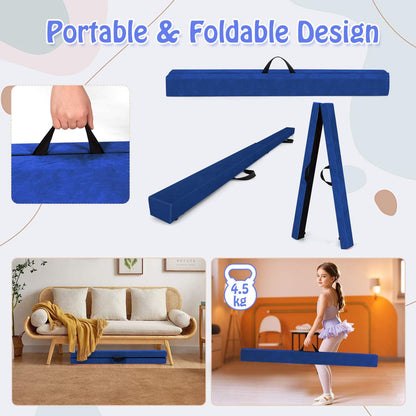 Portable Gymnastic Beam with Solid Wood Base & Anti-Slip Bottom