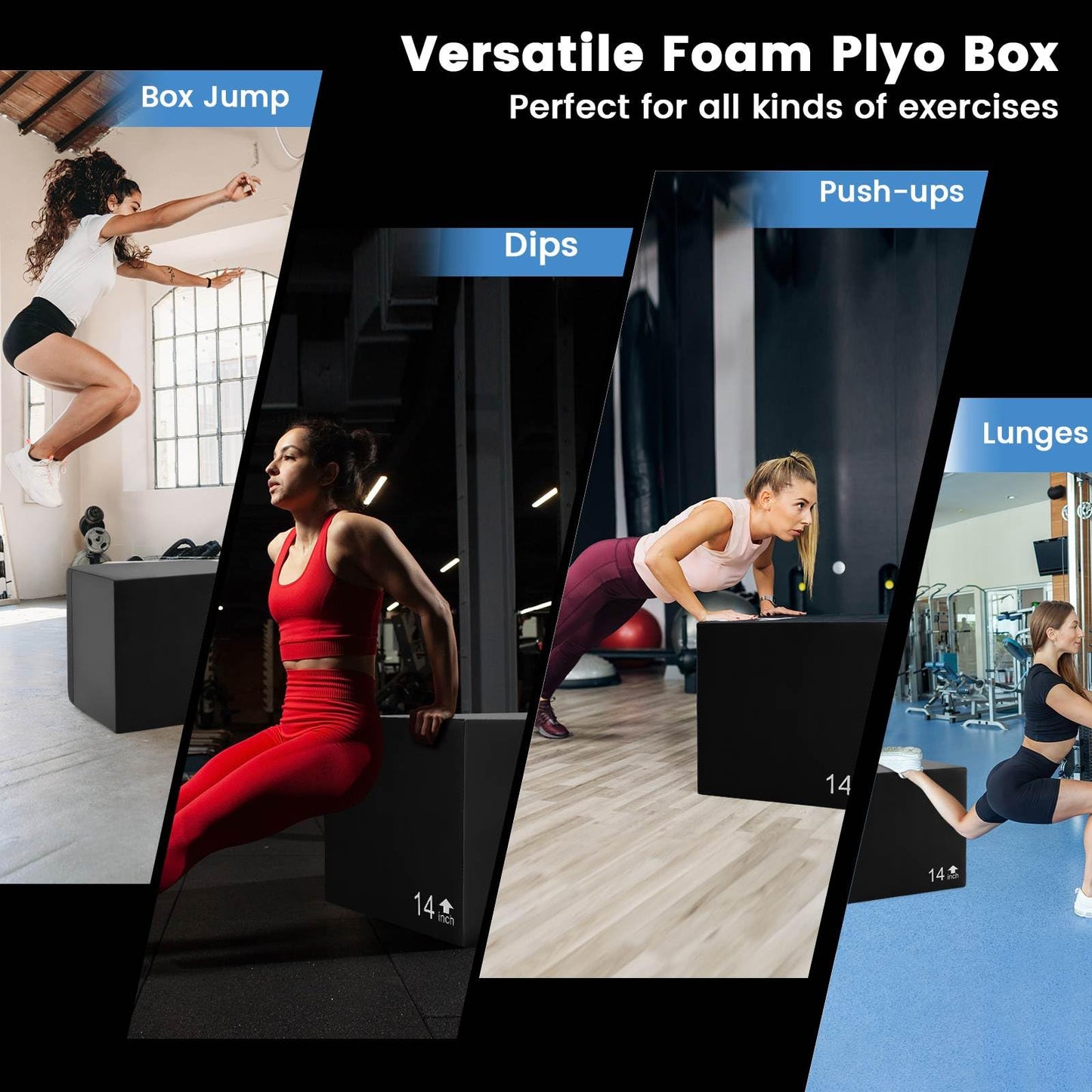 16 Inch Foam Jumping Box with 3 Heights & Easy-to-Clean PU Cover