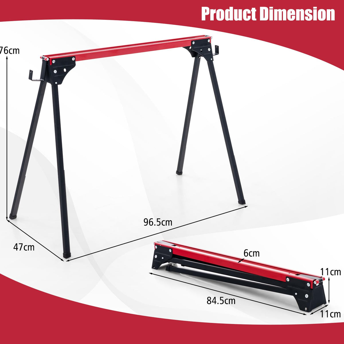 Portable Sawhorse Twin Pack 500kg Load Each with 2x4 Support Arms