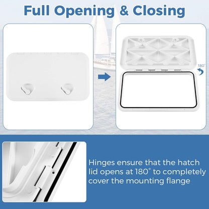 60.5 x 35.5 cm (L x W) Boat Hatch w/ 180°Lid Hinge & Non-Slip Surface
