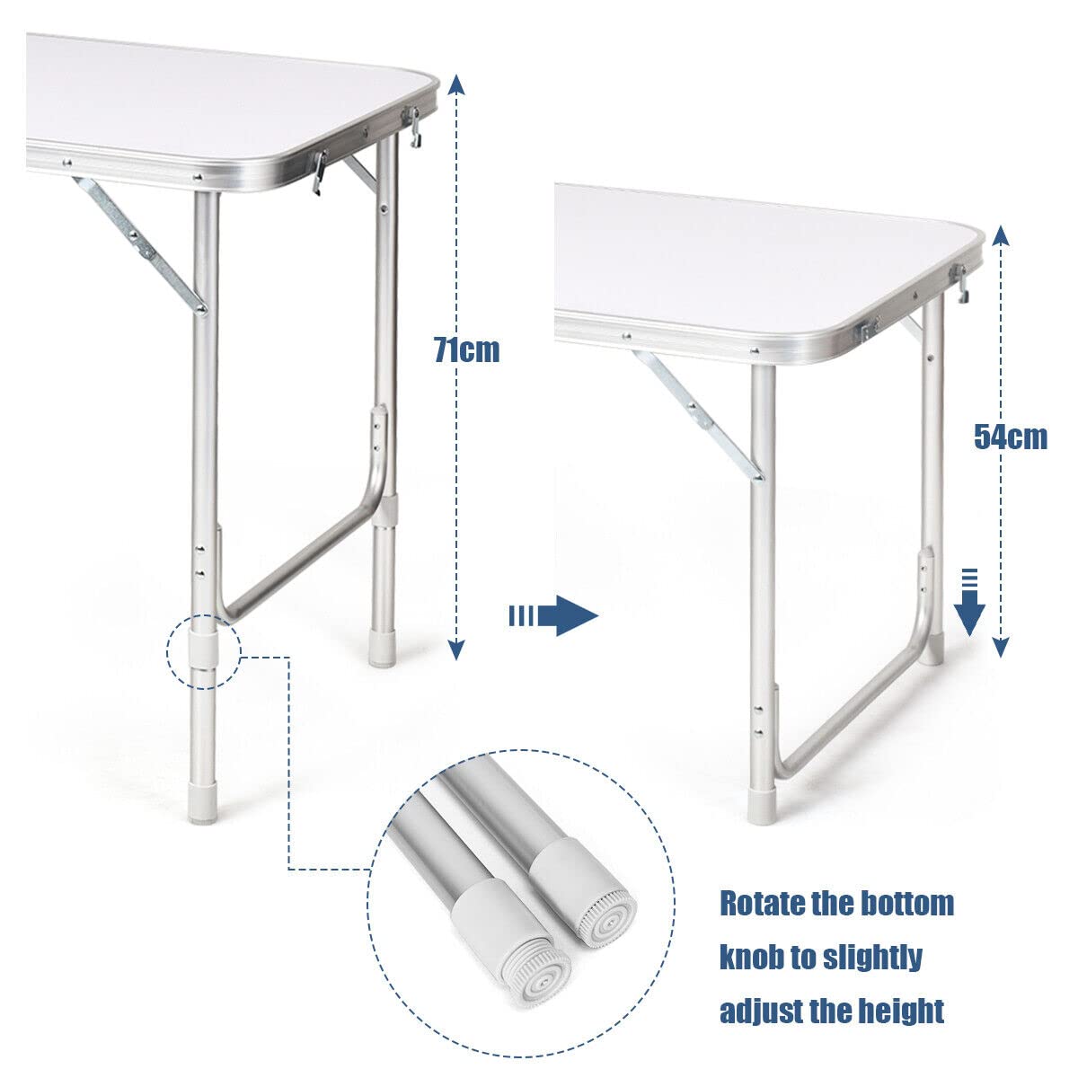 Folding Camping Table with Storage Portable Outdoor Aluminum Picnic Table w/Zippered Storage Organizer