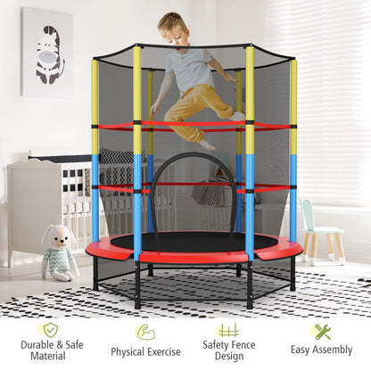 55" Kids Trampoline with Safety Enclosure Net for Boys & Girls Age 3-6