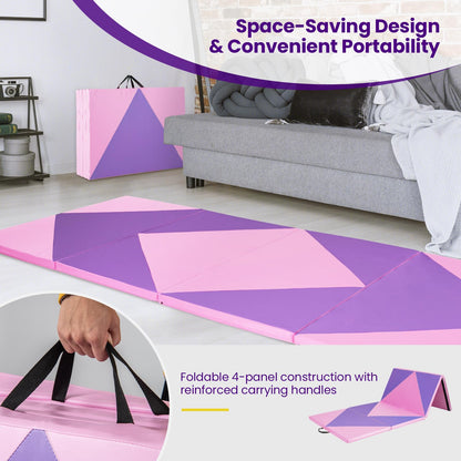 300 cm x 117 cm x 5 cm Folding Exercise Mat with Hook & Loop Fasteners & Carrying Handle