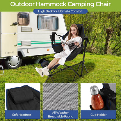 Portable Folding Outdoor Reclining Chair w/Adjustable Backrest & Footrest