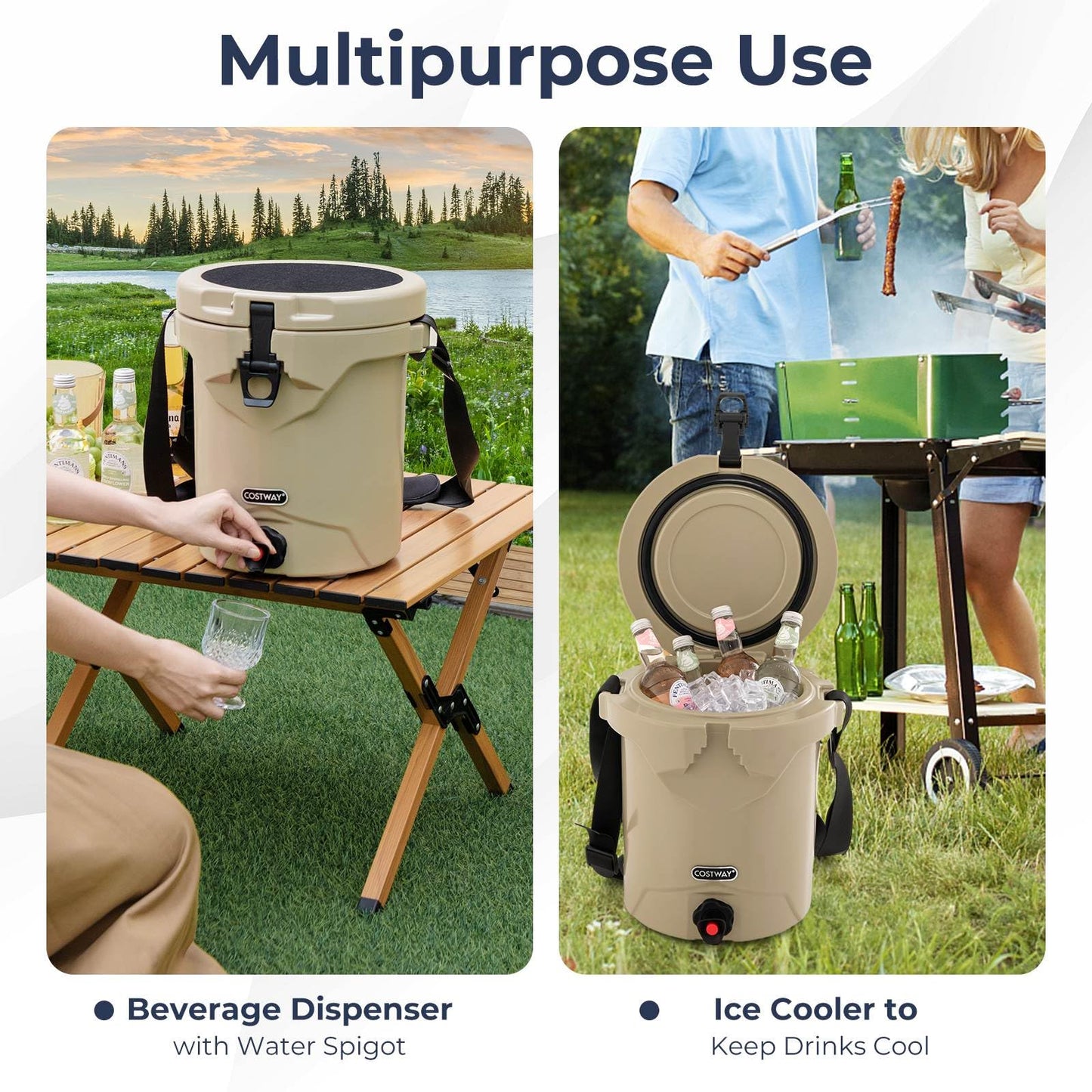 7.85 L Portable Insulated Ice Chest with Flat Seat Lid