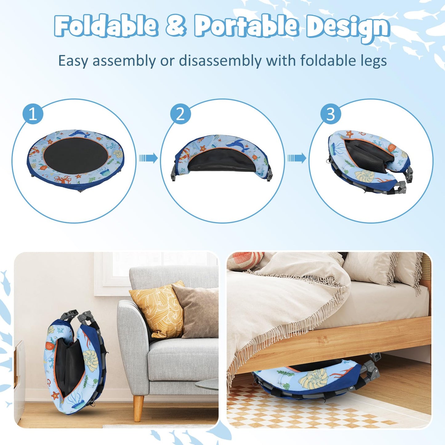 Foldable Trampoline for Boys and Girls Aged 3-6 Years