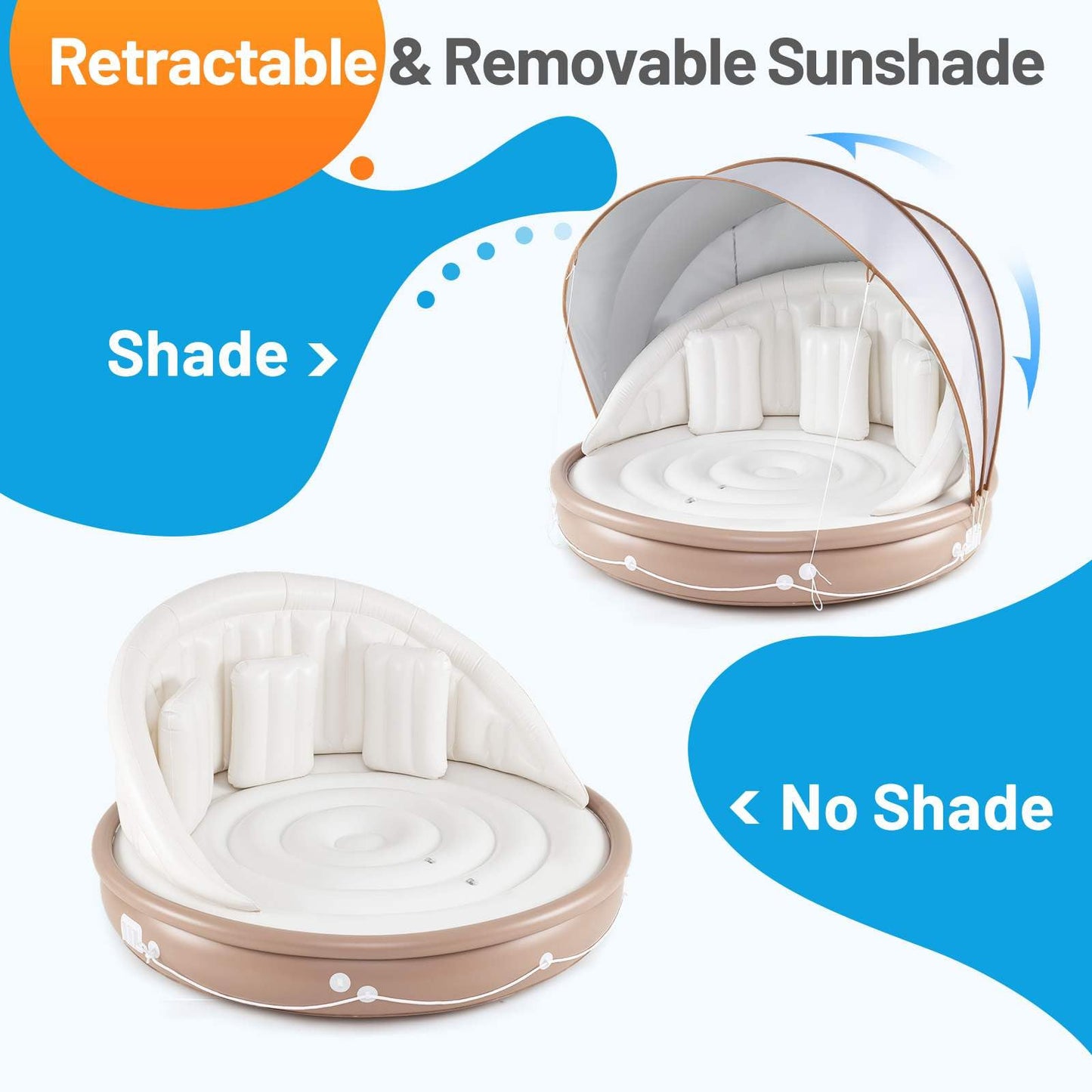 Inflatable Canopy Island w/Retractable & Removable Canopy SPF50+