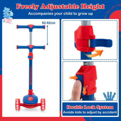 3-Wheel Toddler Kick Scooter with Light-up LED Wheel & Stepless Adjustable Handlebar