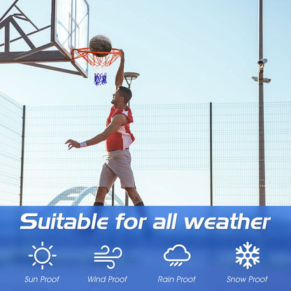 46 CM Basketball Rim Replacement Heavy-Duty Wall Mounted 18“ Basketball Hoop Net w/Standard 12 Loops