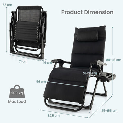 Adjustable Metal Zero Gravity Lounge Chair with Removable Cushion