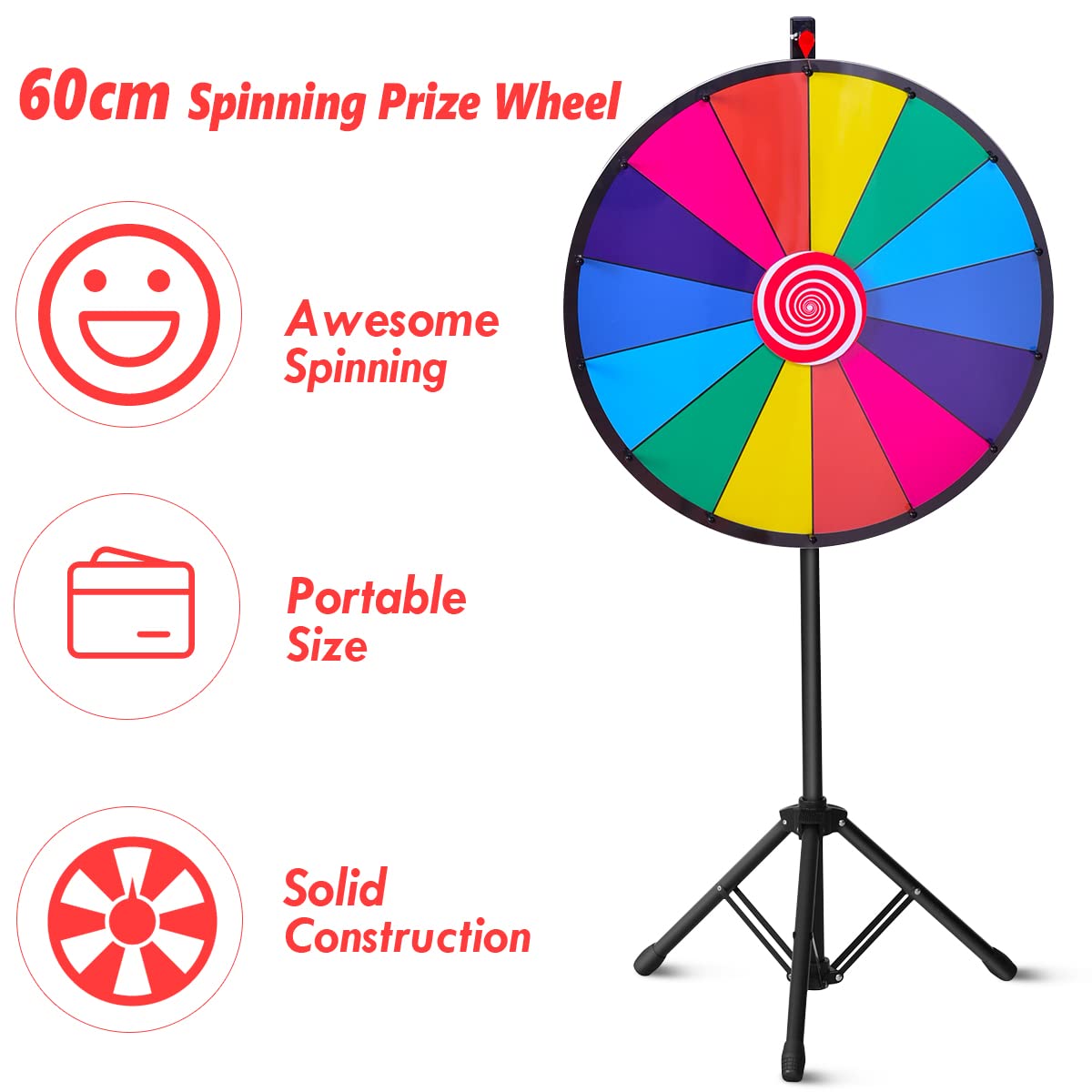 24” Spinning Prize Wheel with Folding Tripod for Party
