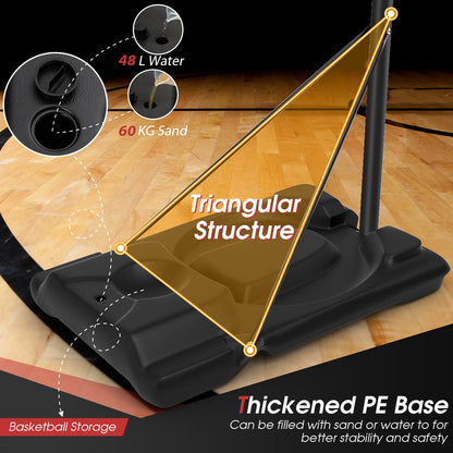 Portable Basketball Hoop System 180-305cm Adjustable Basketball Goal System w/ 2 Wheels