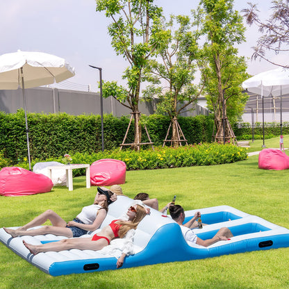 Inflatable Floating Island Lounge & Wading Combo Giant Pool Raft
