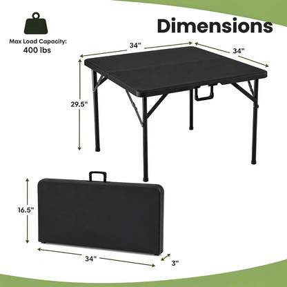 34” Folding Table, Square Foldable Card Table