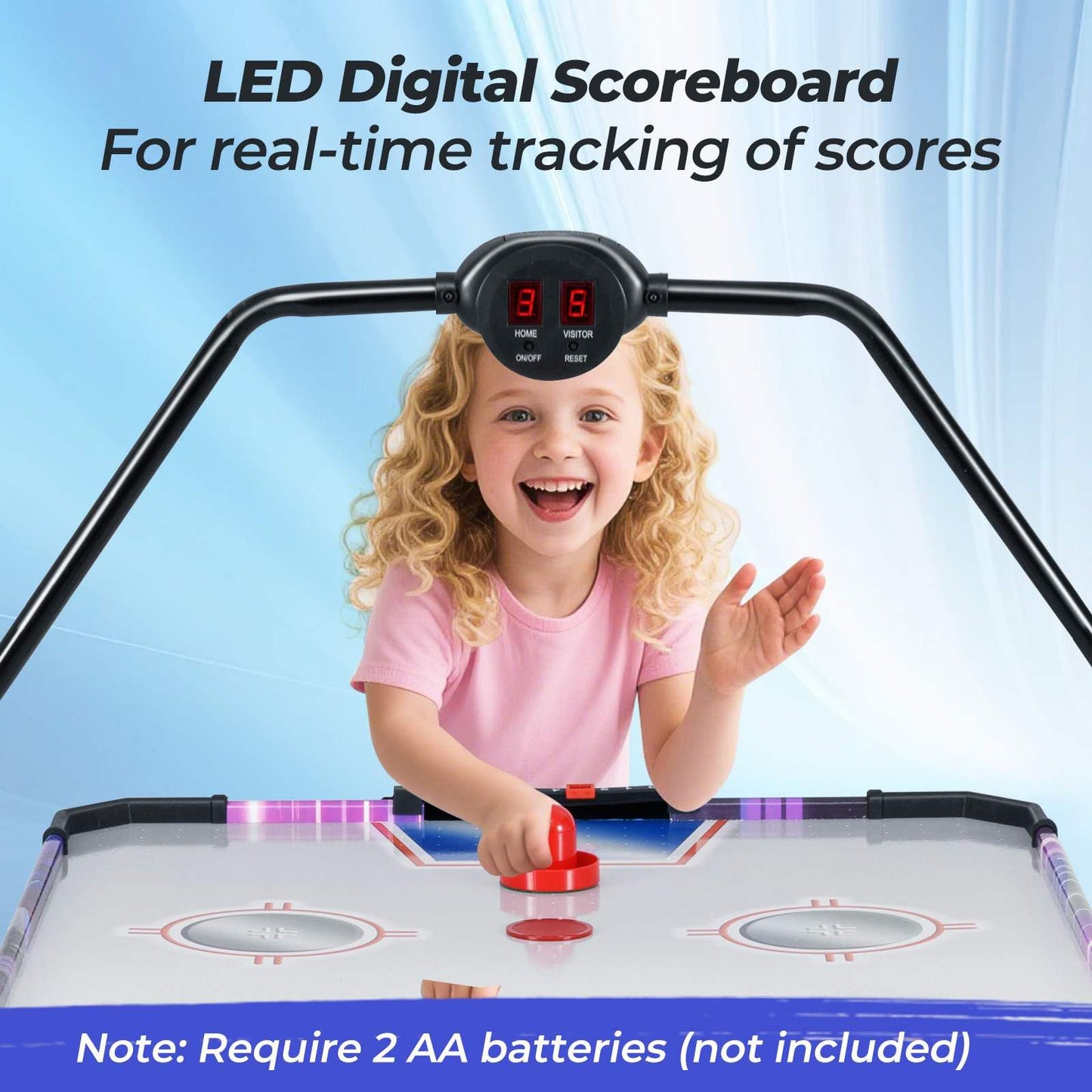 145CM Air Hockey Table with Powerful 12V Motor and LED Digital Scoreboard