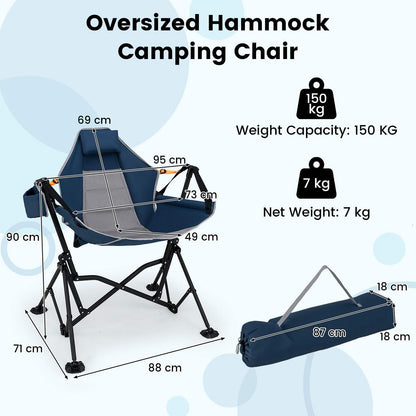 Oversized Hammock Camping Chair for Adults with Cup Holder Support 150 KG