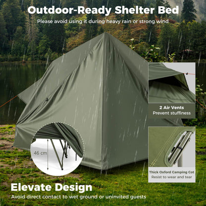 2-Person Foldable Outdoor Off-Ground Camping Combo for Adults w/Pop-up Tent Shelter