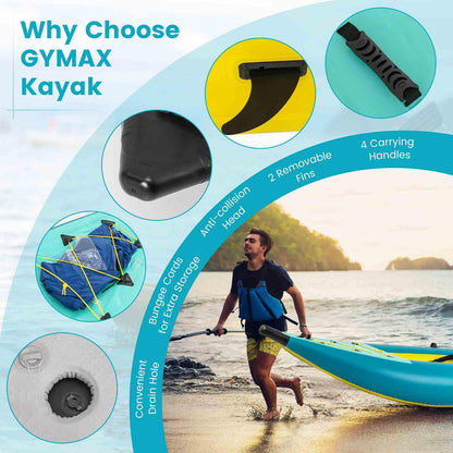 2-Person Kayak with Aluminium Oars EVA Padded Seat