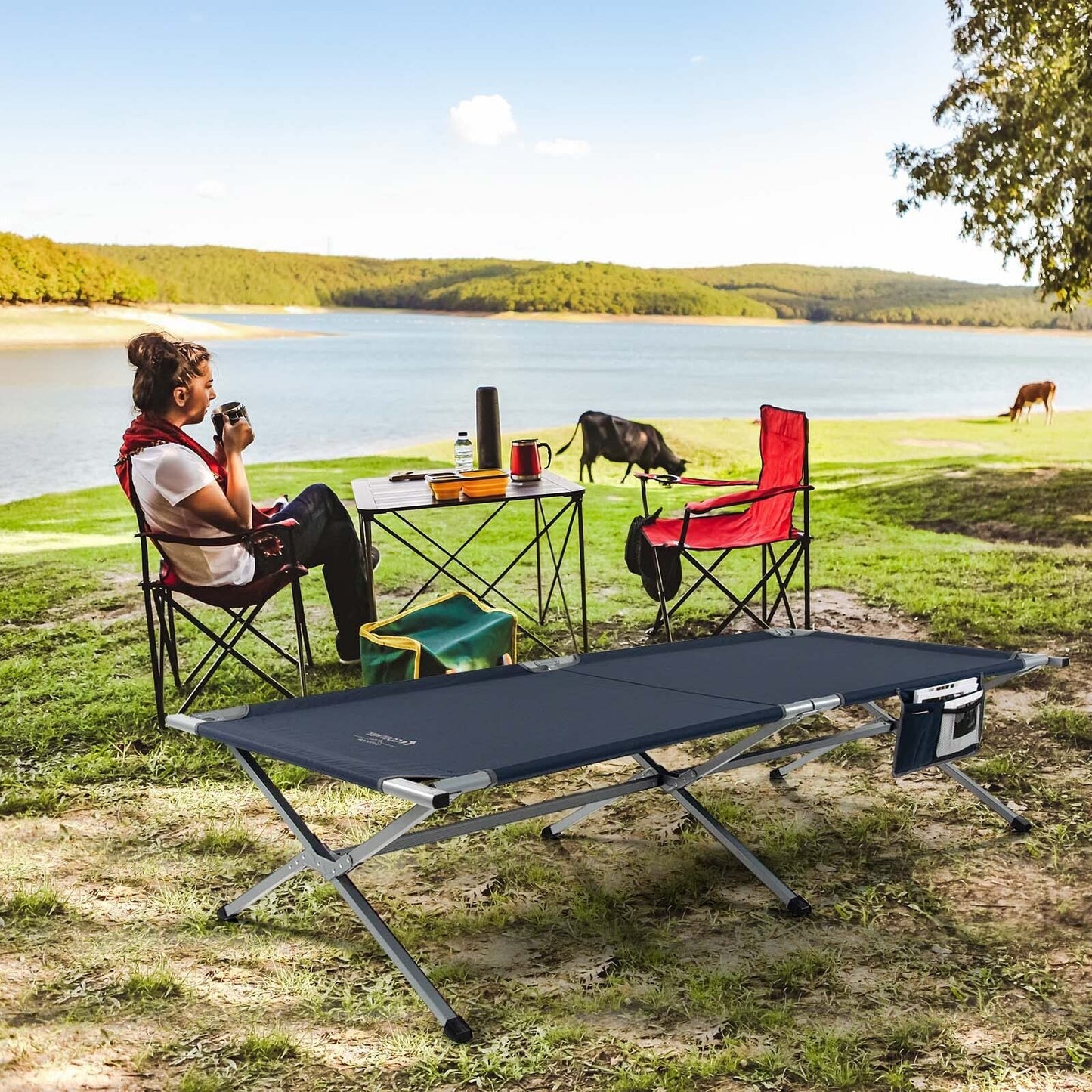 Folding Camping Cot Extra Wide Sleeping Pad for Adults and Children