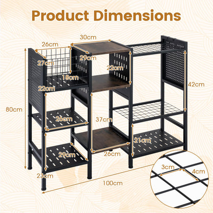 Garden Tool Organizer with Wooden Shelves 3-Tier Yard Freestanding Storage Rack