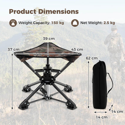 360° Swivel Hunting Chair with Anti-Sink Feet & Lightweight Carry Bag