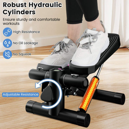 Mini Stepper for Exercise at Home with Resistance Bands for Full Body Workout