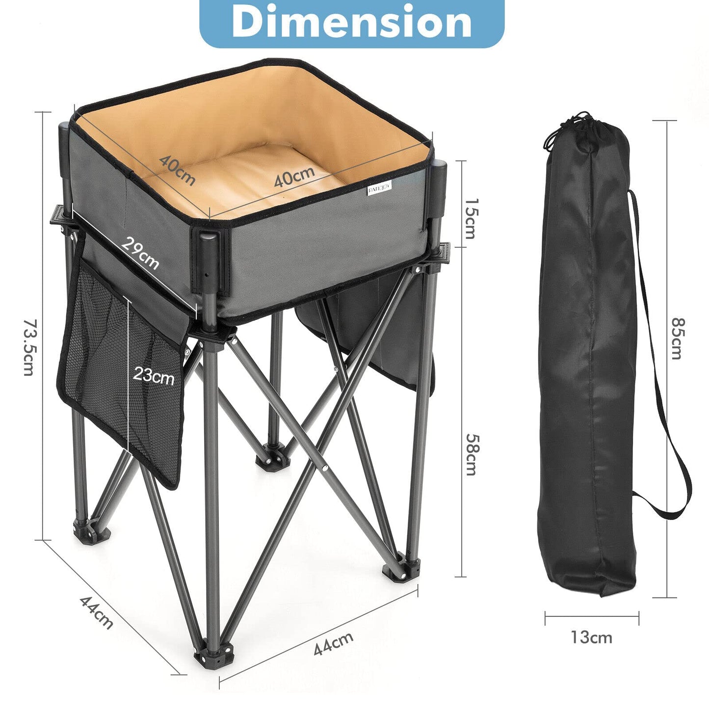 2 PCS Portable Picnic Tables with Large Capacity Storage Sink