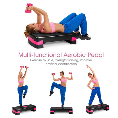 Adjustable Workout Aerobic Stepper Aerobic Exercise Step Platform with 4 Risers
