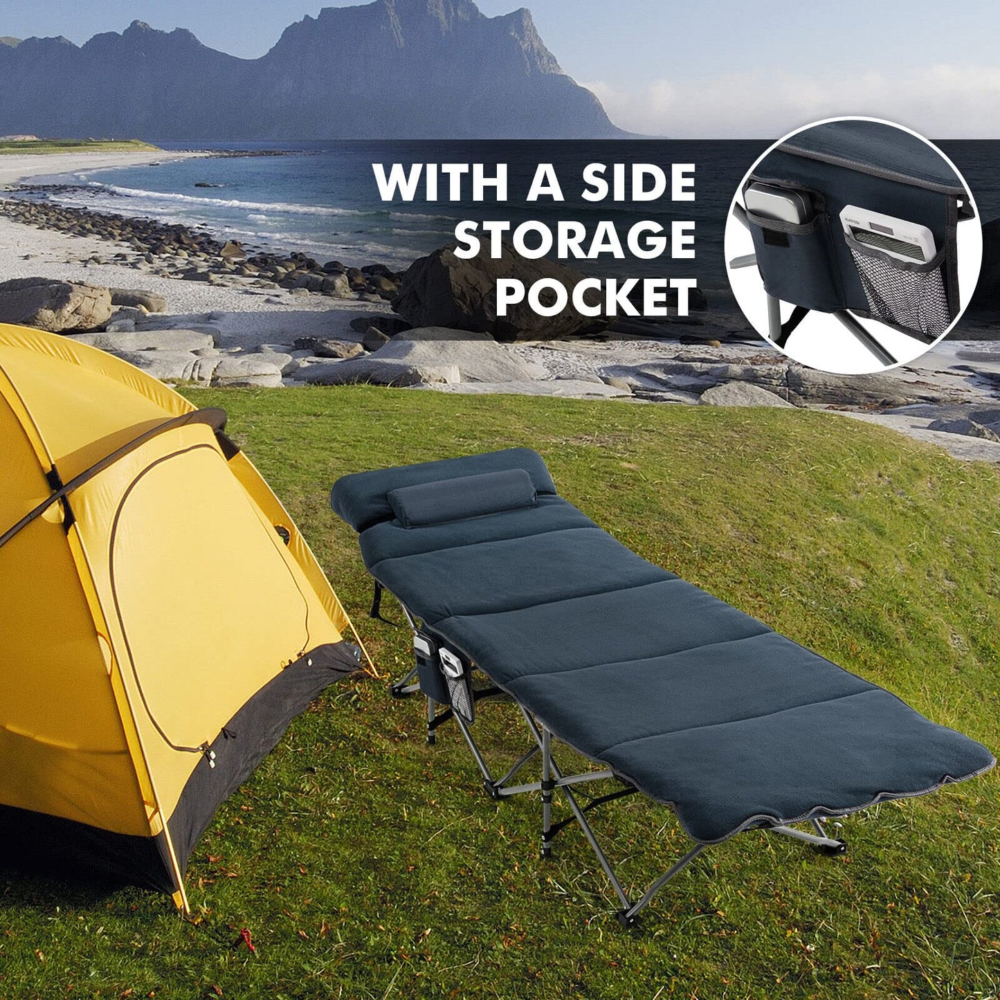 Folding Travel Camping Cot Retractable Military Sleeping Cot