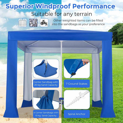 2 x 2M Beach Tent with Folding Table UPF 50+ Protection