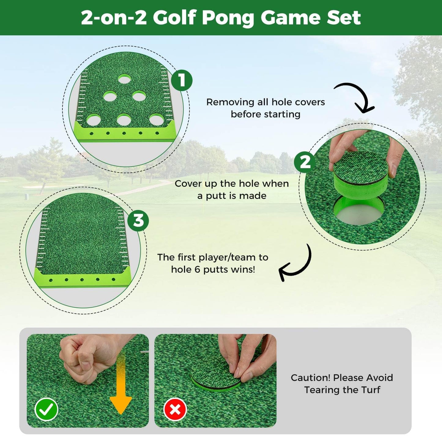 Portable Putting Green Mat with 2 Adjustable Putters