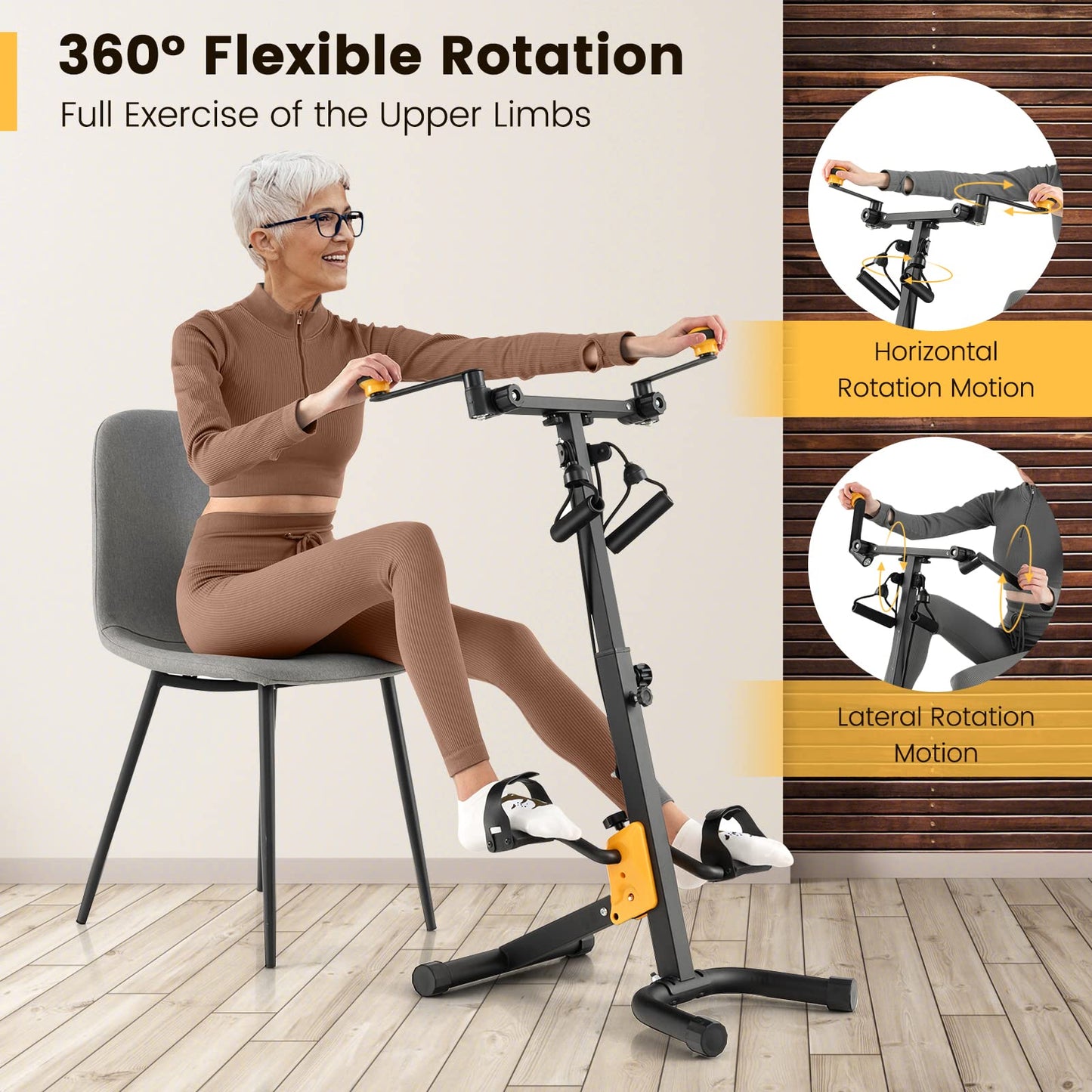 Hand Arm Leg and Knee Elderly Home Pedal Exercise Bike with Adjustable Handgrip