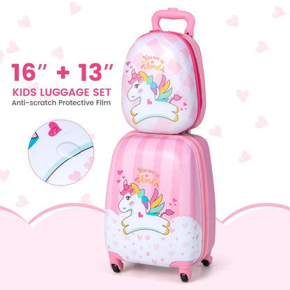 2 Pieces Kid Luggage Set with Wheels and Retractable Handle