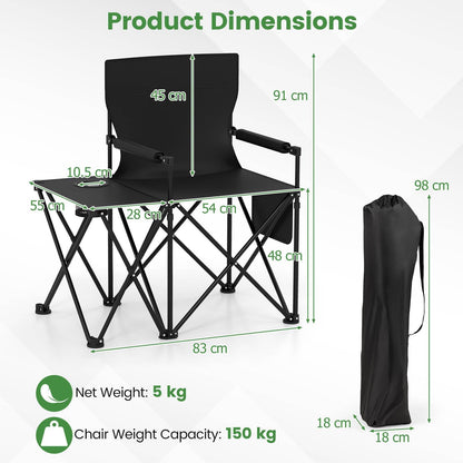 Oversized Camping Chair with Side Table & Carrying Bag for Fishing Lawn