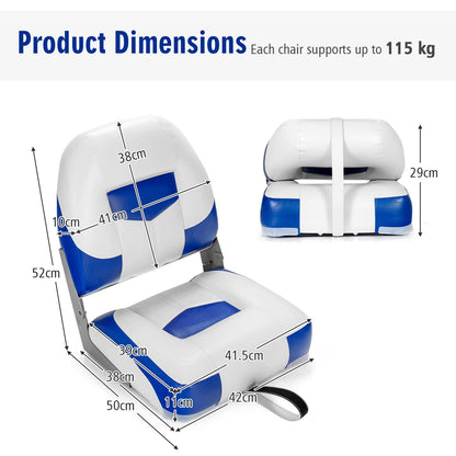 Set of 2 Deluxe Folding Boat Seats Stainless Steel Screws Included