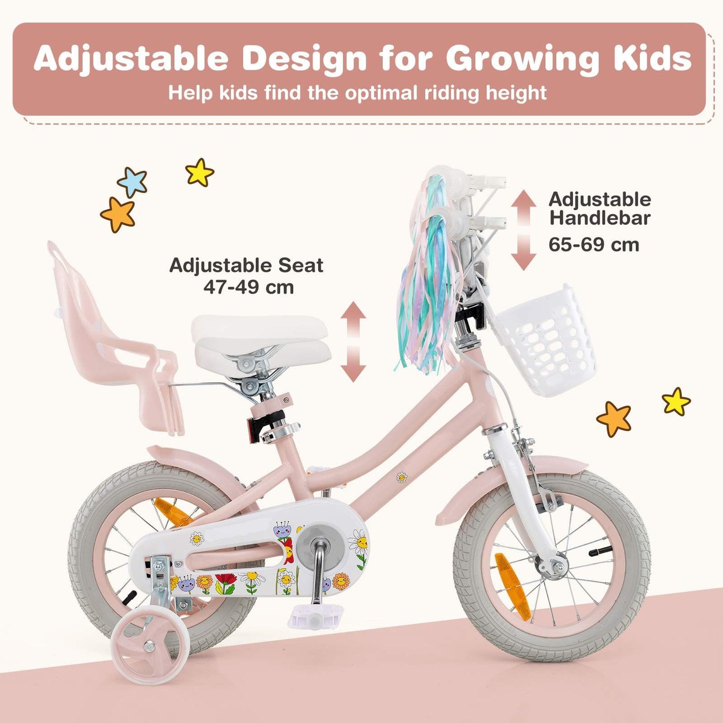 12/14 Inch Children Bicycle w/Detachable Training Wheels
