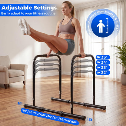 Adjustable Dip Bar, Heavy Duty Parallette Push Up Stand with 660 LBS Capacity