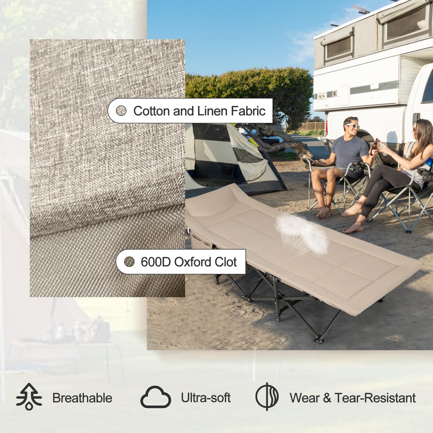 Portable Tent Cot for Indoor Outdoor Travel Camp Vacation Supports 200kg