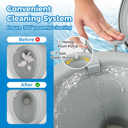 Outdoor Camping Toilet with 20L Detachable Waste Tank & Flush Pump