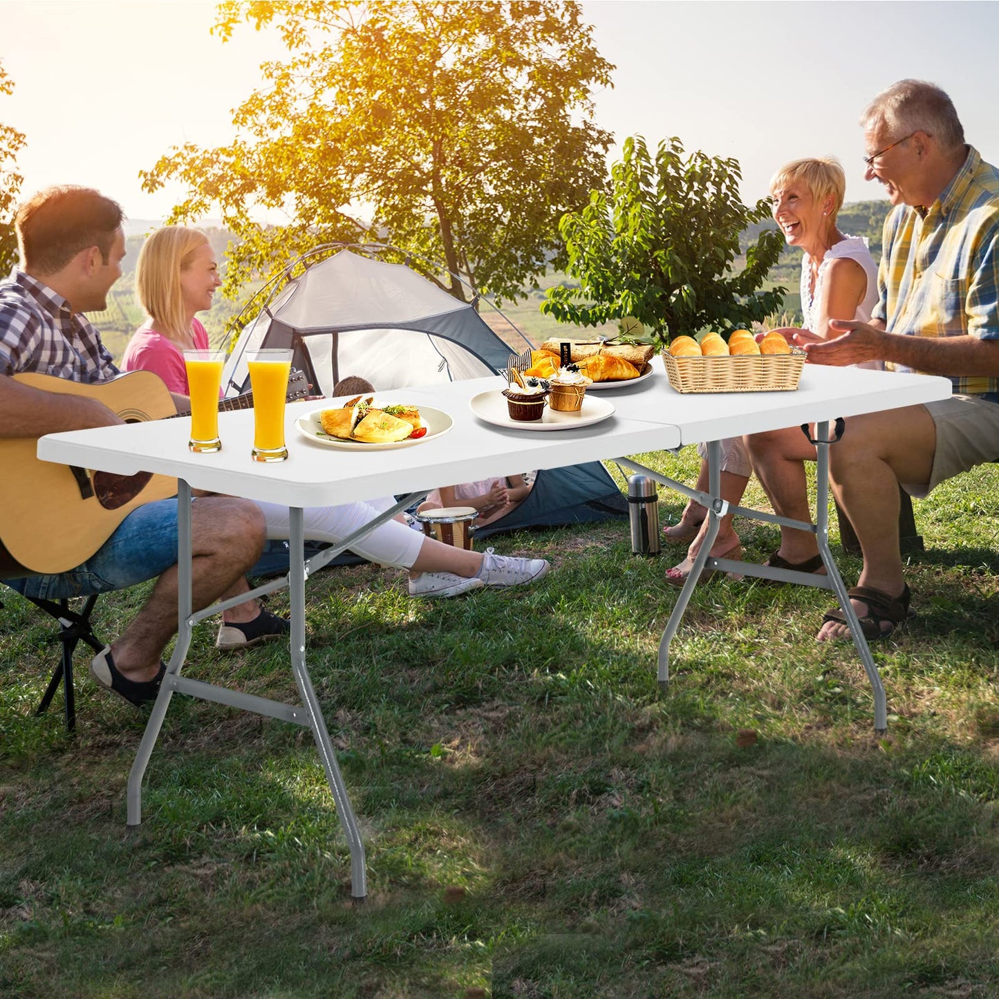 180 cm Portable & Lightweight Folding Camping Table with Carrying Handle