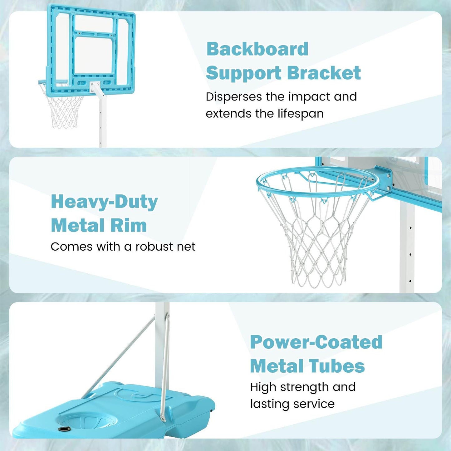 Pool Basketball Hoop with 82cm Shatterproof Backboard for Indoor Outdoor