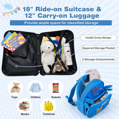 2 PC Kids Luggage Set with Spinner Wheels