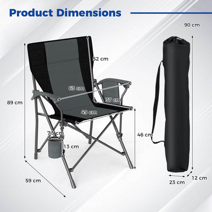 Outdoor Folding Oxford Cloth Chair with Cup Holder 160 kg Max Load
