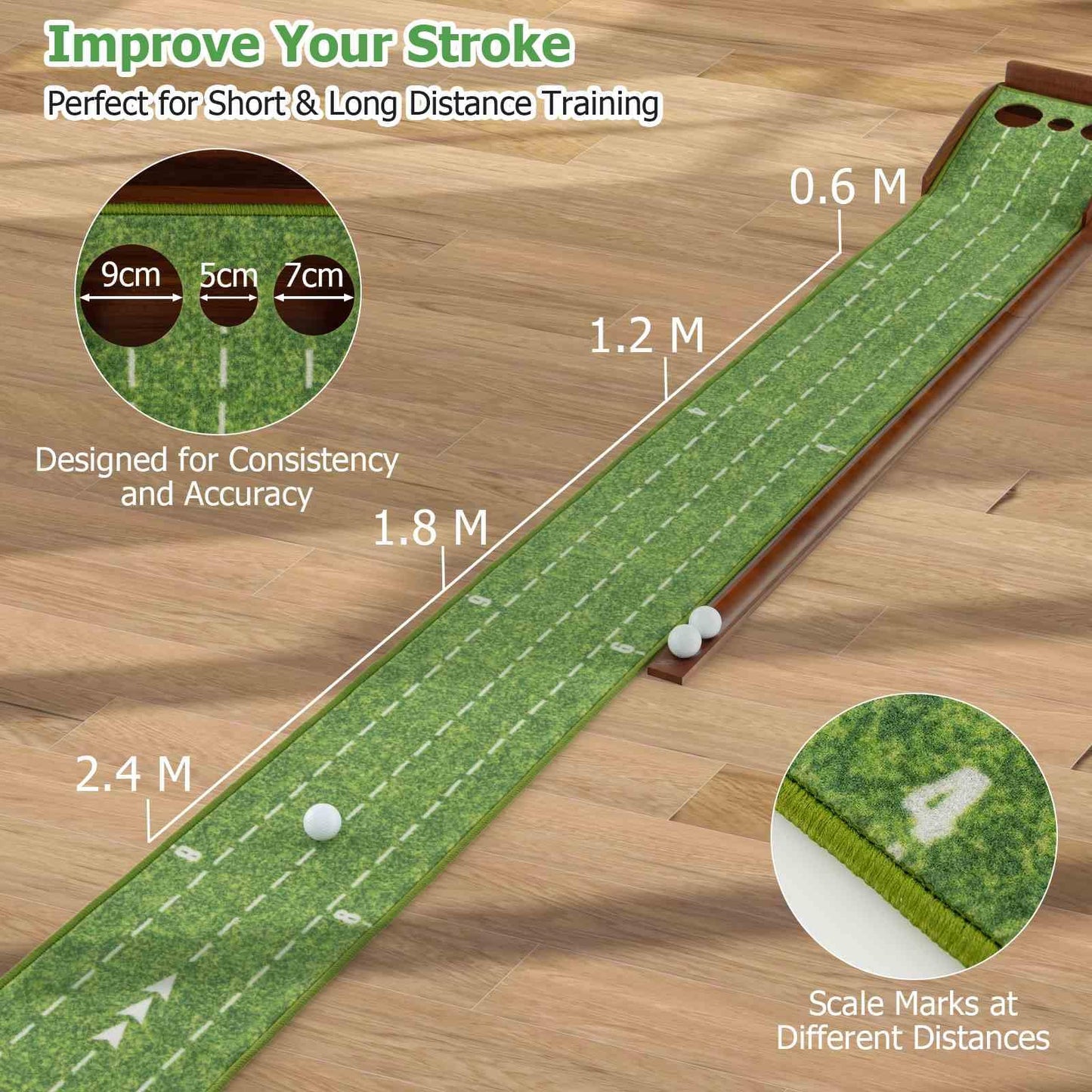 Indoor/Outdoor Golf Putting Mat for Training & Practicing
