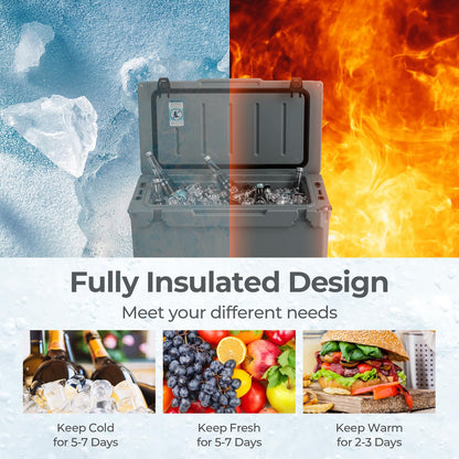 47L Insulated Portable Ice Chest with Integrated Cup Holders