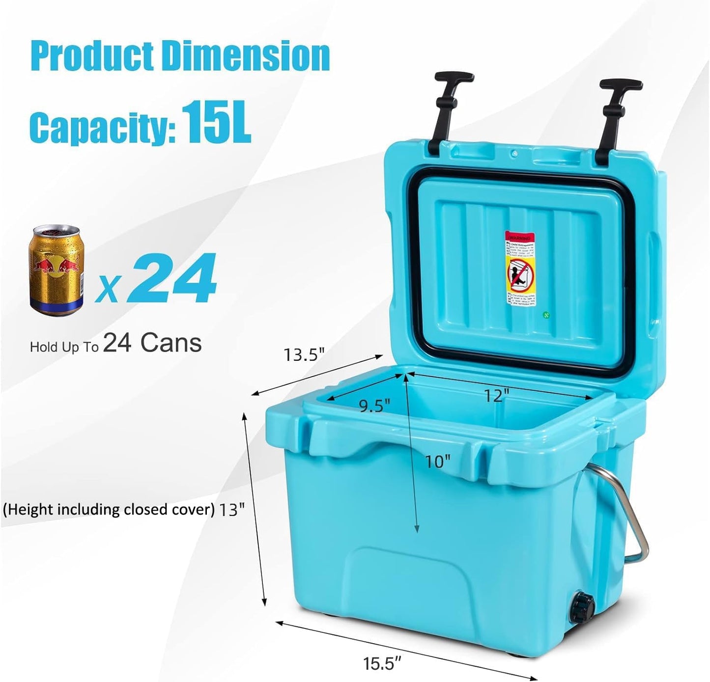 Gymax 16 Quart Cooler 24 Can Insulated Ice Chest Box with Heavy Duty Handle and 2 Cup Holders