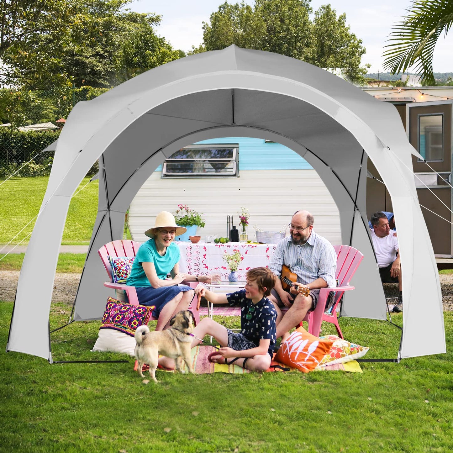 335cm x 335cm Large Sun Shelter for 6-8 People UPF50+ Beach Tent