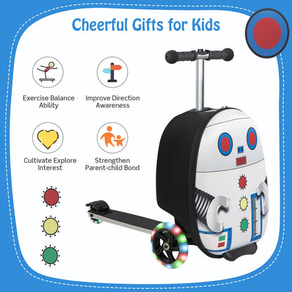 2-IN-1 Skateboard Luggage with 3 Color Lighted Wheels for Kids